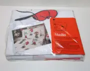 vtg Peanuts twin flat sheet Montgomery Ward Muslin sports snoopy & gang sealed
