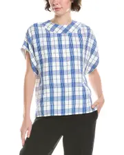 St. John Drapey Plaid Top