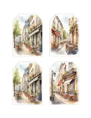 Junk Journal Tags Ephemera Scrapbooks Card Toppers Gift Tags Hang Tag Paris Cafe