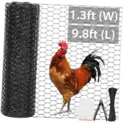Black Chicken Wire Fencing,15.7in x118in Welded Wire Mesh Fence Roll for