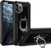 Cavor for iPhone 12 Case,iPhone 12 Pro Case,360°Rotation Ring Holder Kickstand [Work with Magnetic Car Mount] Shockproof Scratch-Resistant Protective Cover (6.1")-Black
