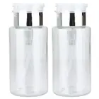 Pana 7 Oz Liquid Push Down Pump Dispenser Bottle with Flip Top Cap - Silver 2pcs