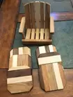 Custom ~ New Hardwood 6 Coasters & Adirondack style Chair Holder Wooden Unique