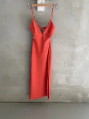Bec & Bridge Ella Midi dress Sz 8 Flame Colour Bnwt H28