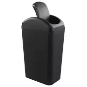 Slim Trash Can 14L Black Swing Lid Garbage Bin for Narrow Space