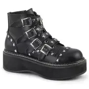 Demonia Emily-315 Gothic Punk Biker CyberPunk Black Platform Boots