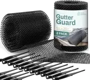 2-Pack Leader and Gutter Guard from Leaves, Twigs, Branches Plastic Mesh Guards