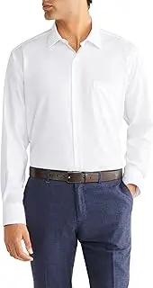 [Van Heusen] Men's Textured Wash-N-Wear Shirt Business Shirt, White, 43 86