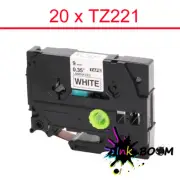 20 Label with Brother TZe-221 P-Touch Tape 9mm x 8m Black on White