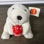 Coca-Cola White Polar Bear Plush Red Ball Stars With Swing Tag