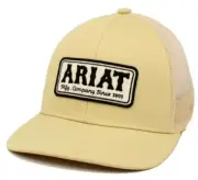 Ariat Mens Hat Baseball Cap Mesh Snap MFG Co Logo Patch Yellow