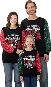 [Naiyafly] Family Matching Christmas Jumpers Sweatshirts Ugly Xmas Sweaters Holiday Sweat Shirts Pullover Tops Christmas Jumpers for Adults Womens Men Kids Boys Girls Couples Toddlers
