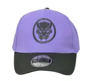 Girls Black Panther Black Mask Logo Snapback Hat - Purple