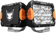 [LIGHTFOX] 2 PCs 9 Inch LED Driving Light Rectangular, 11,390LM Spot & Flood with Protective Covers & Colour Caps, Adjustable Angle with Wiring Harness, IP68 for Offroad Jeep Wrangler Truck Pickup SUV