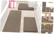 Upgrade Extra Large Bathroom Rug 48"x20"+ 24"x17"+ U Shape 20"x24" Dark Beige