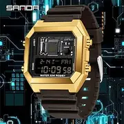 SANDA Men Digital Watch Fashion Casual Wristwatch Shock Resistant Luminous Stopwatch Alarm Clock Countdown TPU Watch