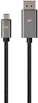 4K Bidirectional USB Type-C to DisplayPort Cable, 6 Feet, Nylon-Braided