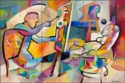 Artwork Tile Backsplash Warren Cullar Artist Art Ceramic Mural WC135