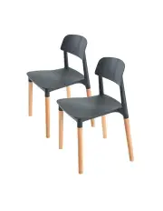 [La Bella] 2 Set Retro Stackable Dining Cafe Chair in Black