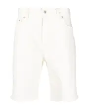 Kenzo Straight-Leg Logo Patch Denim Shorts 30,31,32 White