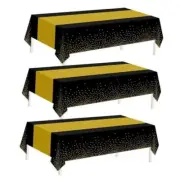 3 Pack New Years Tablecloth,Tablecloths for Rectangle Tables,New Black and Gold