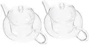 Hoement 2Pcs High Borosilicate Glass Tea Kettle Heat Resistant Teapots for Loose Leaf and Blooming Tea Easy Clean Detachable Filter for Home and Office Use