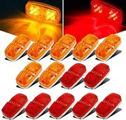 14x Trailer RV Marker LED Light Double Bullseye 10 Diodes Clearance Light Red/Amber,[DOT Approved] 4x2 Tiger Eye/Double Bubble 12V Rectangular LED Side Marker Light Surface Mount Camper Truck