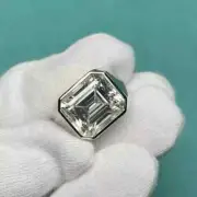 6 Ct Emerald Cut Moissanite Men's Wedding Engagement Ring 14K White Gold Plated