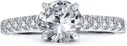 [Bling Jewelry] Personalize Timeless Promise 1.75CT AAA CZ Round Brilliant Cut Solitaire Engagement Ring For Women Cubic Zirconia Pave Thin Band .925 Sterling Silver Customizable