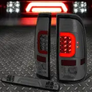 FOR 99-07 FORD SUPER DUTY RED LED C-BAR TAIL+3D THIRD BRAKE/CARGO LIGHT TINTED