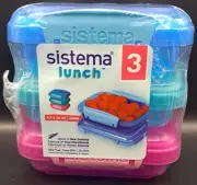 ~Sistema Lunch~ 3Pk Food Storage Containers ~ Blue, Green, Pink ~ 200ml #41524
