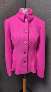 Ted Baker Pink Bracti Peplum Detail Wool/Cashmere Jacket Size 1,UK 8 LN140 DD 06