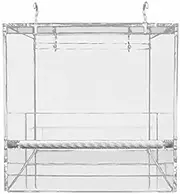 Costcom Acrylic Automatic Parrot Feeder No Mess Bird Cage Seed Feeding Container Box Seed Food Container Box for Parakeet, Canary, Cockatiel, Parrot, Finch