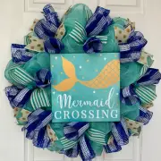 Mermaid Crossing Handmade Deco Mesh Coastal Wreath