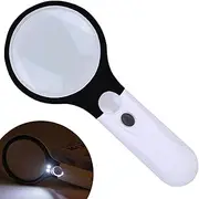 Handheld 45X Magnifier Reading Magnifying Glass with 3 LED Lights, Jewelry Loupe for Reading, Coins, Stamps, and Small Print, Portable Illuminated Magnifier