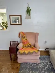 Handmade Crochet Retro Style Chevron Blanket