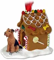 Airedale Terrier Dog Gingerbread House Christmas Ornament 38 by Eyedeal Figurines
