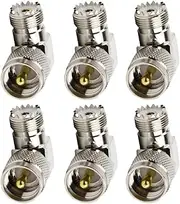 Eagles PL-259 Right Angle,Pack of 6 UHF PL259 Male to SO239 Female RF Coaxial connectors for CB Ham Antenna