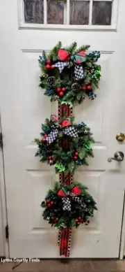 Mackenzie Childs Courtly Check Triple Hanging Door Wreath