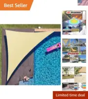 12' Right Triangle Sun Shade Sail in Beige - Waterproof & UV-Resistant, 190 GSM
