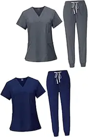 [yuksok] Women's Scrub Set - Classic V-Neck Top and Pants Pag