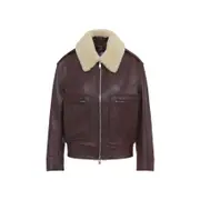 [Bottega Veneta] Bottega Veneta-Madder Brown Nappa Leather Blouson With Shearling-Donna 38 IT