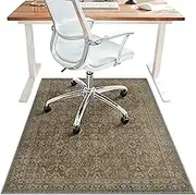 48"x60" Office Chair Mat for Hardwood Tile Floor, Under Desk Carpet Protector for Rolling Computer Chair Mat, Machine Washable Area Rug, Anti-Slip 1/5" Thick Low Pile Thin Vinyl Floor Mat, Rust Brown