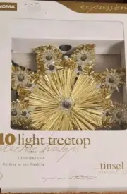 Vintage Noma Expressions 10 Light Gold Tinsel Star Christmas Tree Topper Top NEW