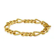 9kt Yellow Gold Silver Infused Figaro Chain Bracelet