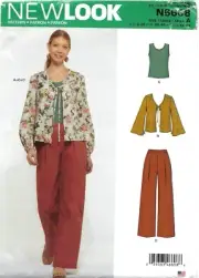 New Look N6608 Wide Leg Pants, Tank Top & Tie Front Jacket Sz 8-20 UNCUT Pattern