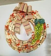 UNIQUE ~ ONE-OF-A-KIND ~ AUTUMN WINE CORK WREATH ~ 17" X 17" X 5"