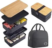 oolong Lunch Box with Tote Bag Cutlery. Bento Box. Insulated, Leak Proof, Layered, Large Capacity bento Box. Suitable for Adults and Children. Microwave heatable Plastic Fresh-Keeping Box Set