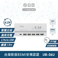 在飛比找松果購物優惠-帕拉丁科技-日亞/安全達人 6孔 6.2A USB電源供應器