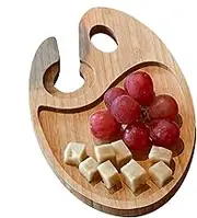 Generic Cocktail Plate, Wine Cup Holder for Appetizers - Light Pine Wood Cocktail Serving Board, Coasters, Plates, Small Serving Boards Sausage and Froma